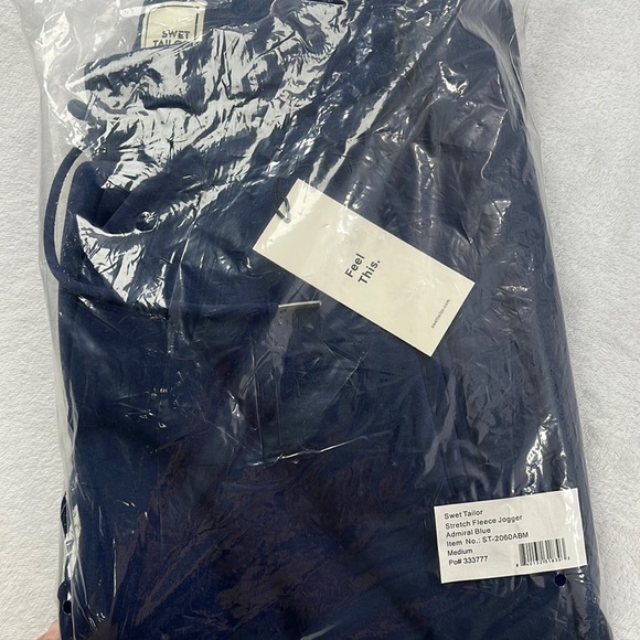 NEW Swet Tailor M Stretch Fleece Jogger Sweatpants Admiral Blue Cotton Blend Poc - Picture 3 of 11